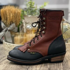 🆕 Adtec Women's 8" Packer Dark Leather Boot, Cherry Black Size 7